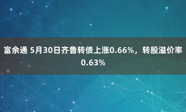 富余通 5月30日齐鲁转债上涨0.66%，转股溢价率0.63%