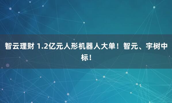 智云理财 1.2亿元人形机器人大单！智元、宇树中标！
